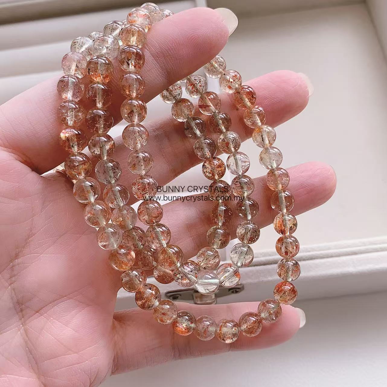 High-Grade Natural Arusha Sunstone Bead Wrap Bracelet - Image 6
