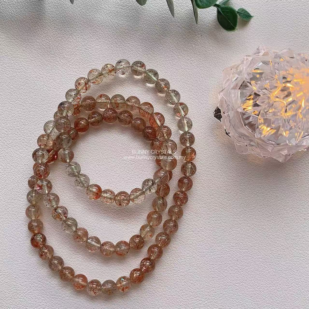 High-Grade Natural Arusha Sunstone Bead Wrap Bracelet - Image 10