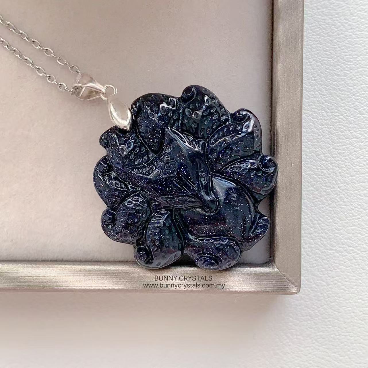 Blue Sandstone Nine-Tailed Fox S925 Sterling Silver Pendant - Image 8