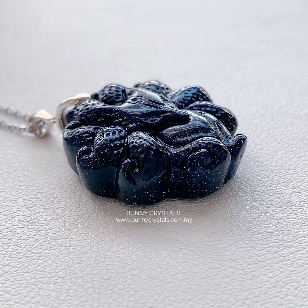 Blue Sandstone Nine-Tailed Fox S925 Sterling Silver Pendant - Image 9