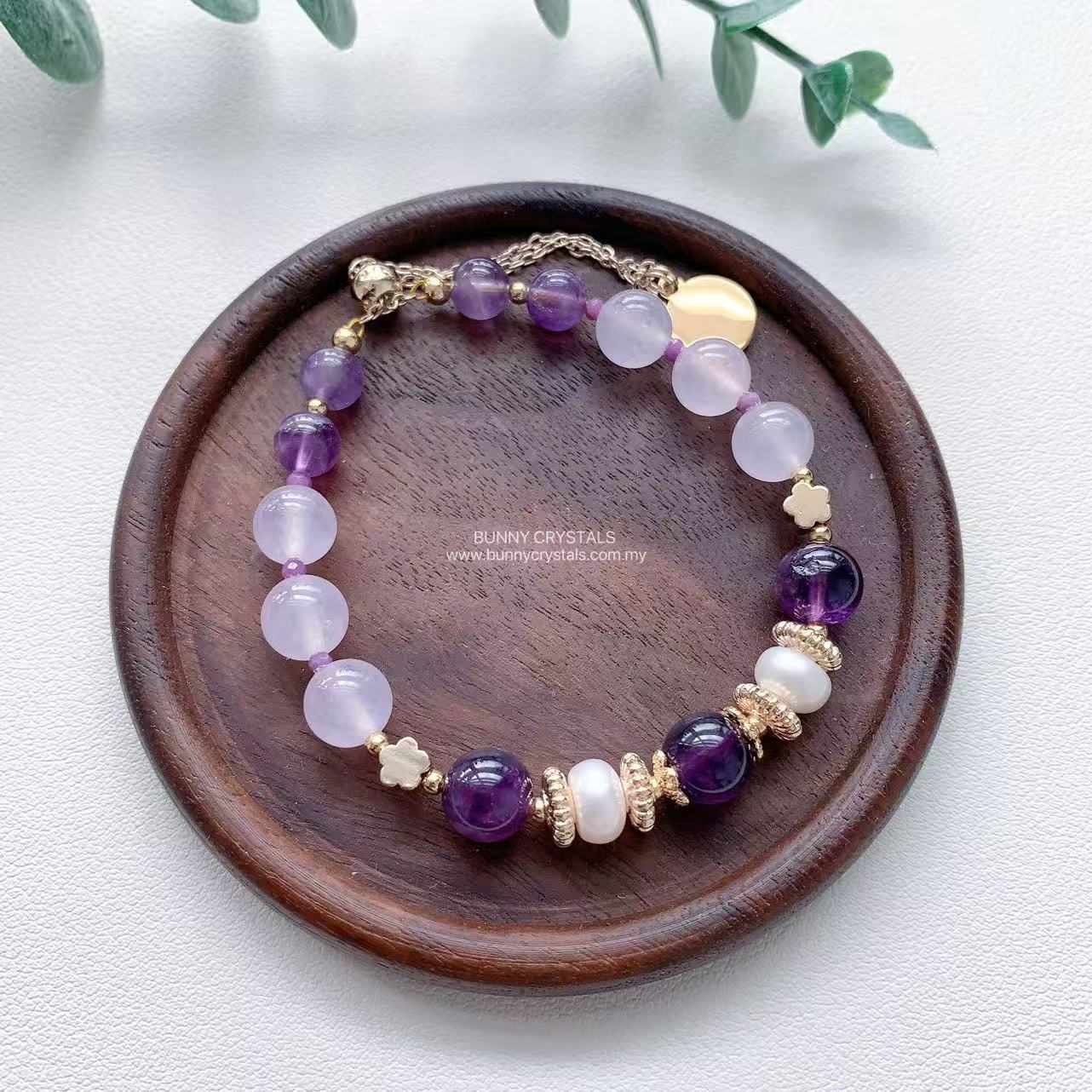 Natural Amethyst & Purple Chalcedony Bracelet - Image 2