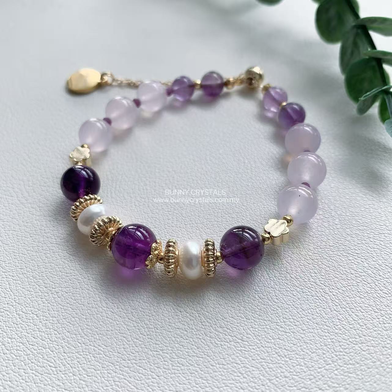Natural Amethyst & Purple Chalcedony Bracelet - Image 3