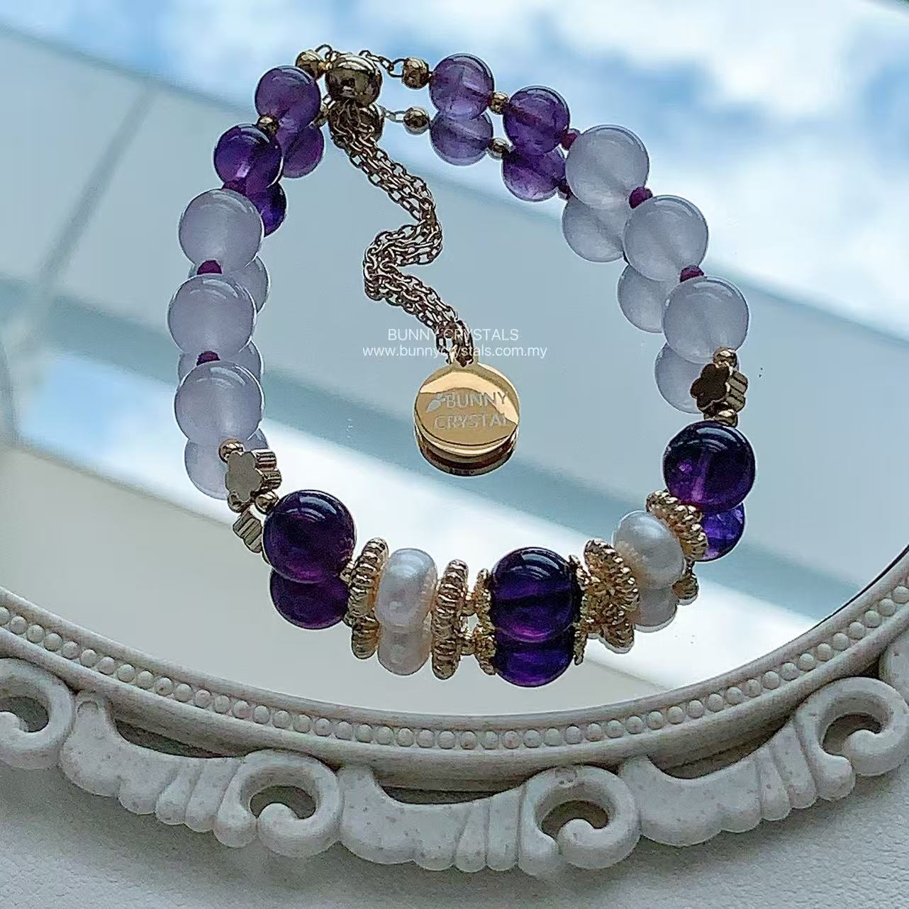 Natural Amethyst & Purple Chalcedony Bracelet - Image 4