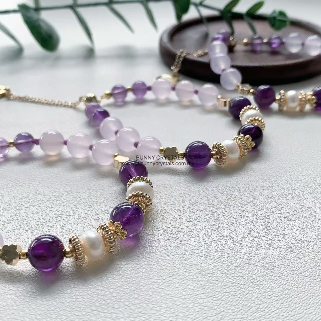 Natural Amethyst & Purple Chalcedony Bracelet - Image 5