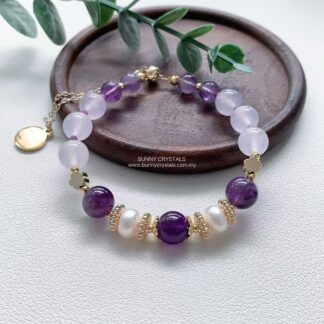 Natural Amethyst & Purple Chalcedony Bracelet