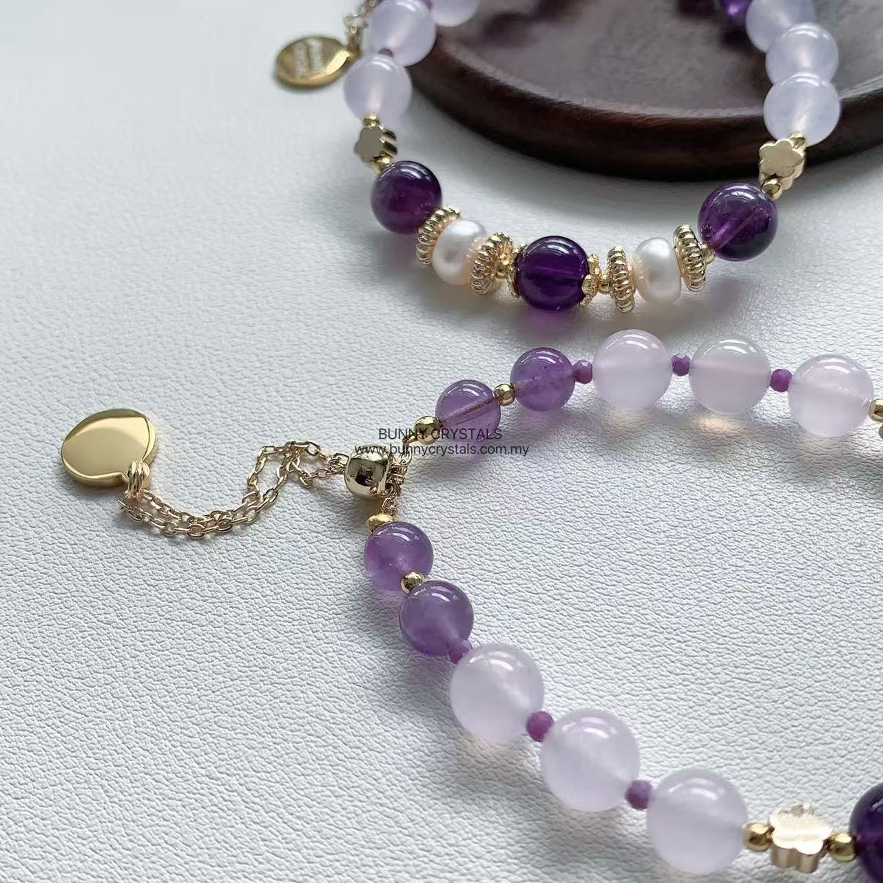 Natural Amethyst & Purple Chalcedony Bracelet - Image 7