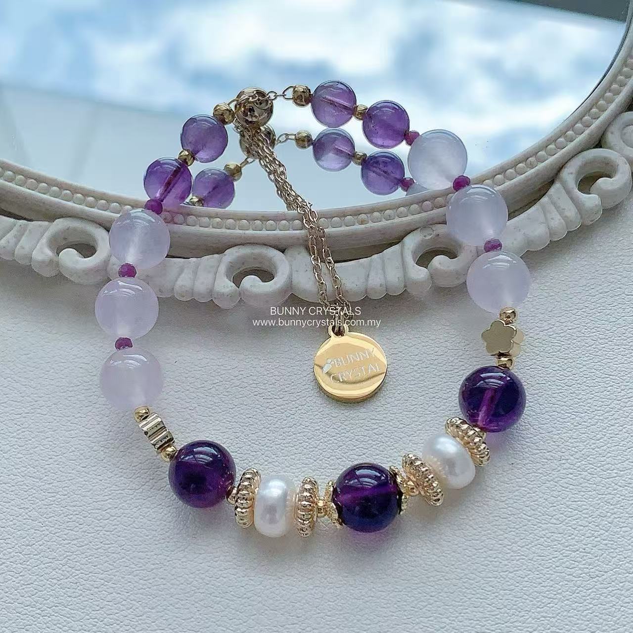 Natural Amethyst & Purple Chalcedony Bracelet - Image 8