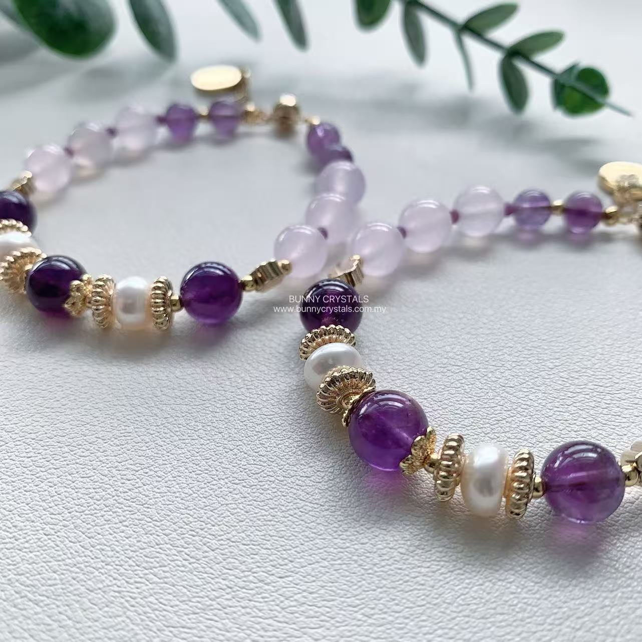 Natural Amethyst & Purple Chalcedony Bracelet - Image 9