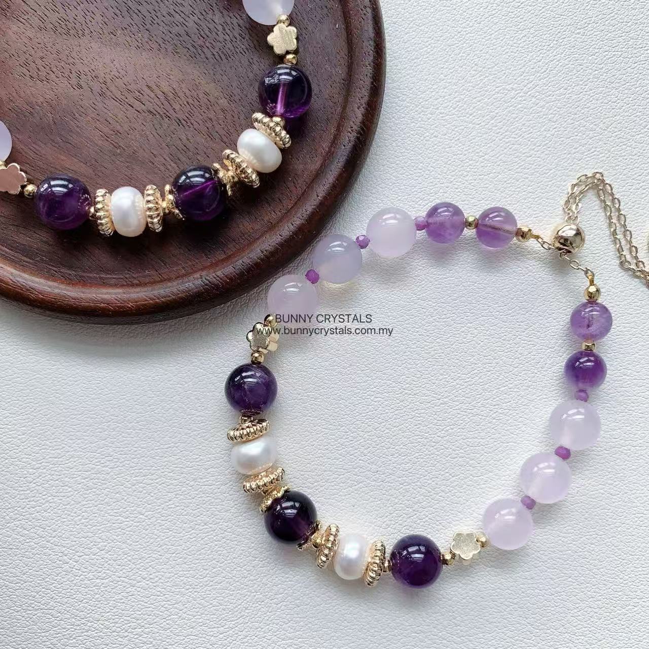 Natural Amethyst & Purple Chalcedony Bracelet - Image 10