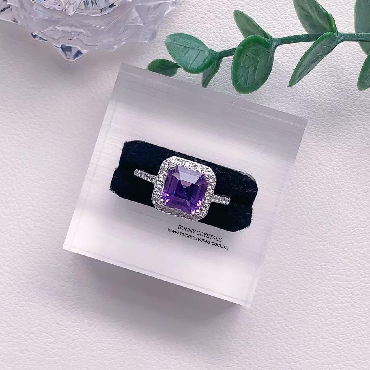 Natural Amethyst Princess-Cut Ring in S925 Sterling Silver - Image 3