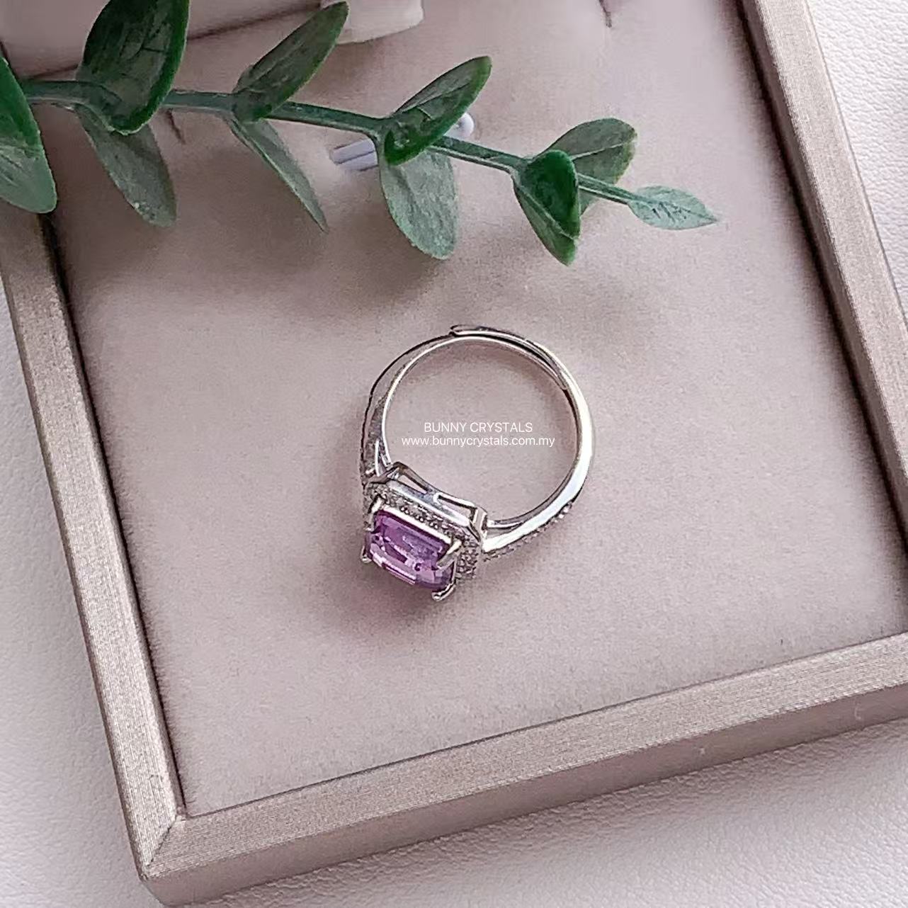 Natural Amethyst Princess-Cut Ring in S925 Sterling Silver - Image 6