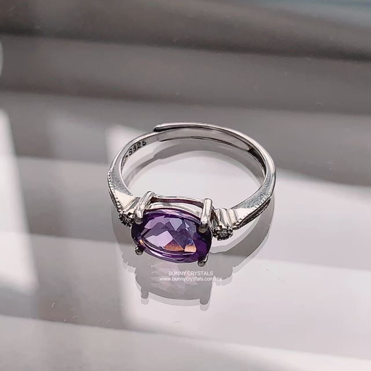 Natural Amethyst Horizontal Setting Ring - Image 2