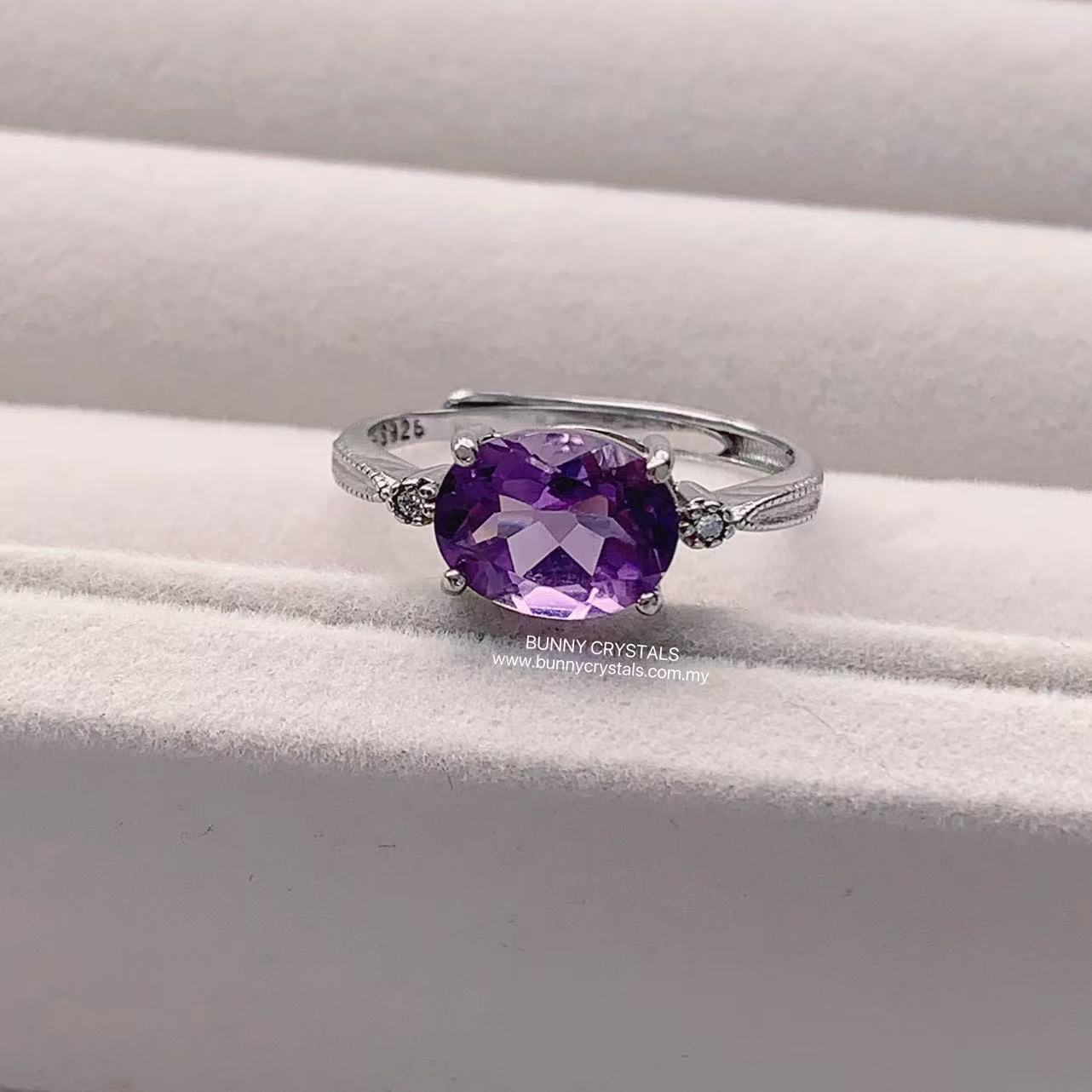 Natural Amethyst Horizontal Setting Ring - Image 3