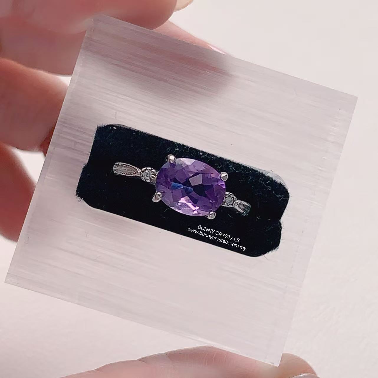 Natural Amethyst Horizontal Setting Ring - Image 4