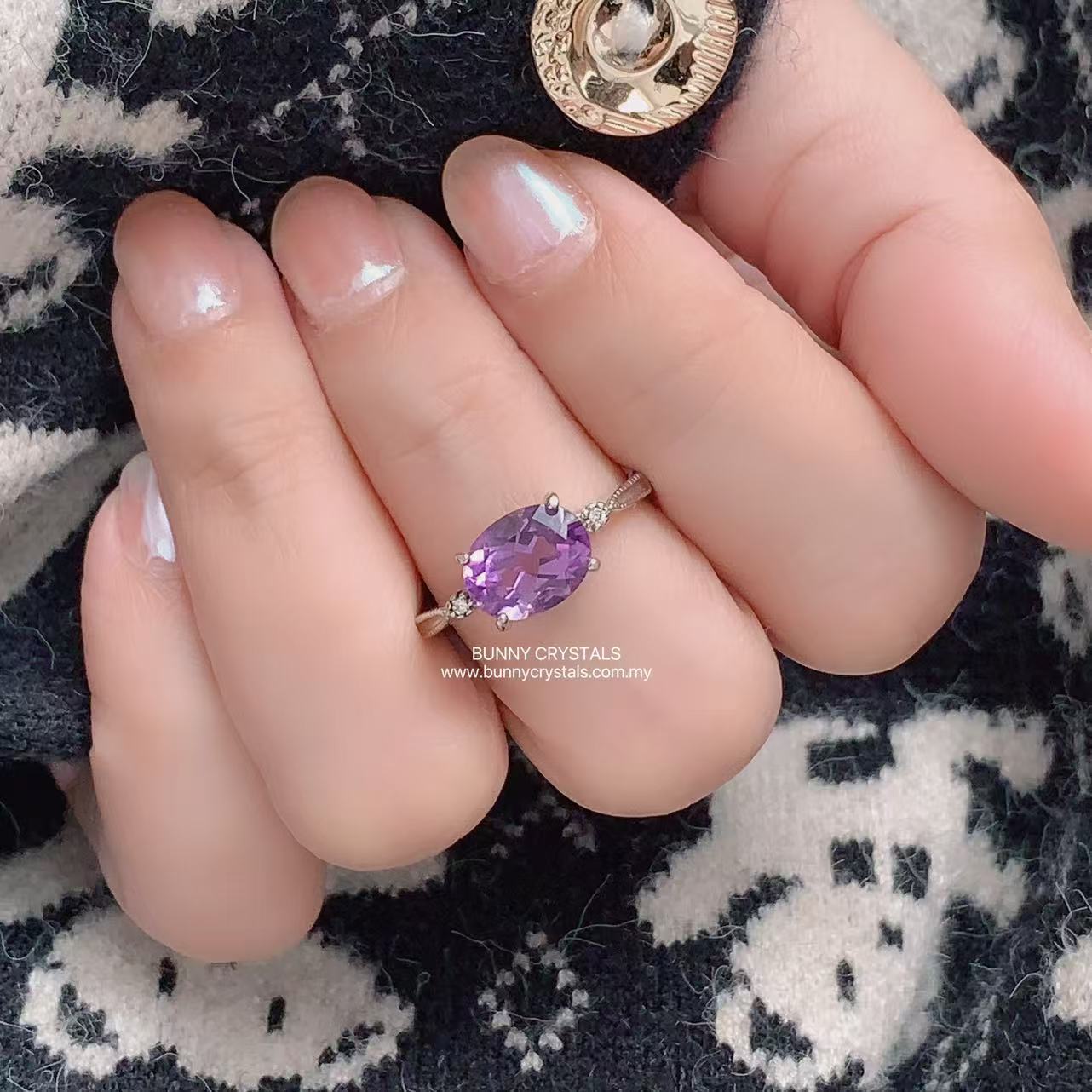 Natural Amethyst Horizontal Setting Ring - Image 7