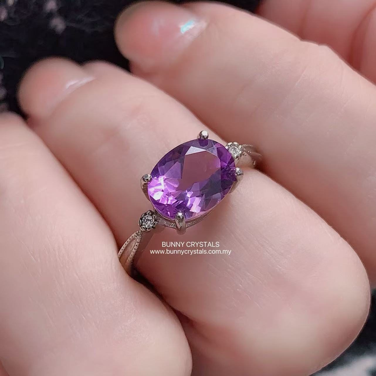 Natural Amethyst Horizontal Setting Ring - Image 8