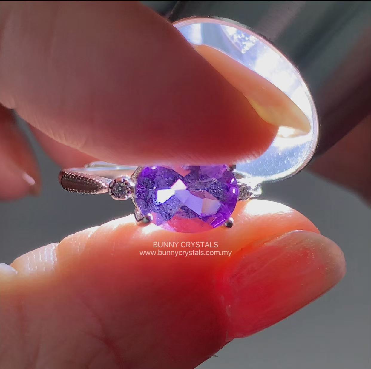Natural Amethyst Horizontal Setting Ring - Image 9