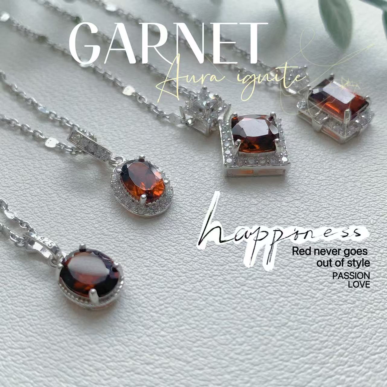 Love & Vitality Natural Garnet in s925 S.Silver Pendant - Image 2
