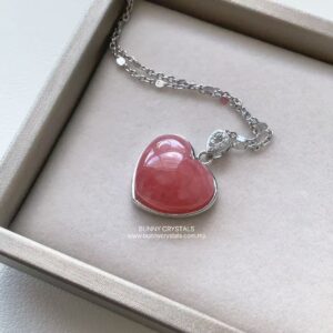Natural HG Rhodochrosite Heart s925 Sterling Silver Pendant