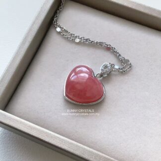 Natural HG Rhodochrosite Heart s925 Sterling Silver Pendant