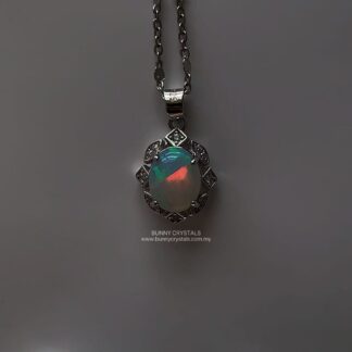 Natural Colorful Opal Sterling Silver Pendant