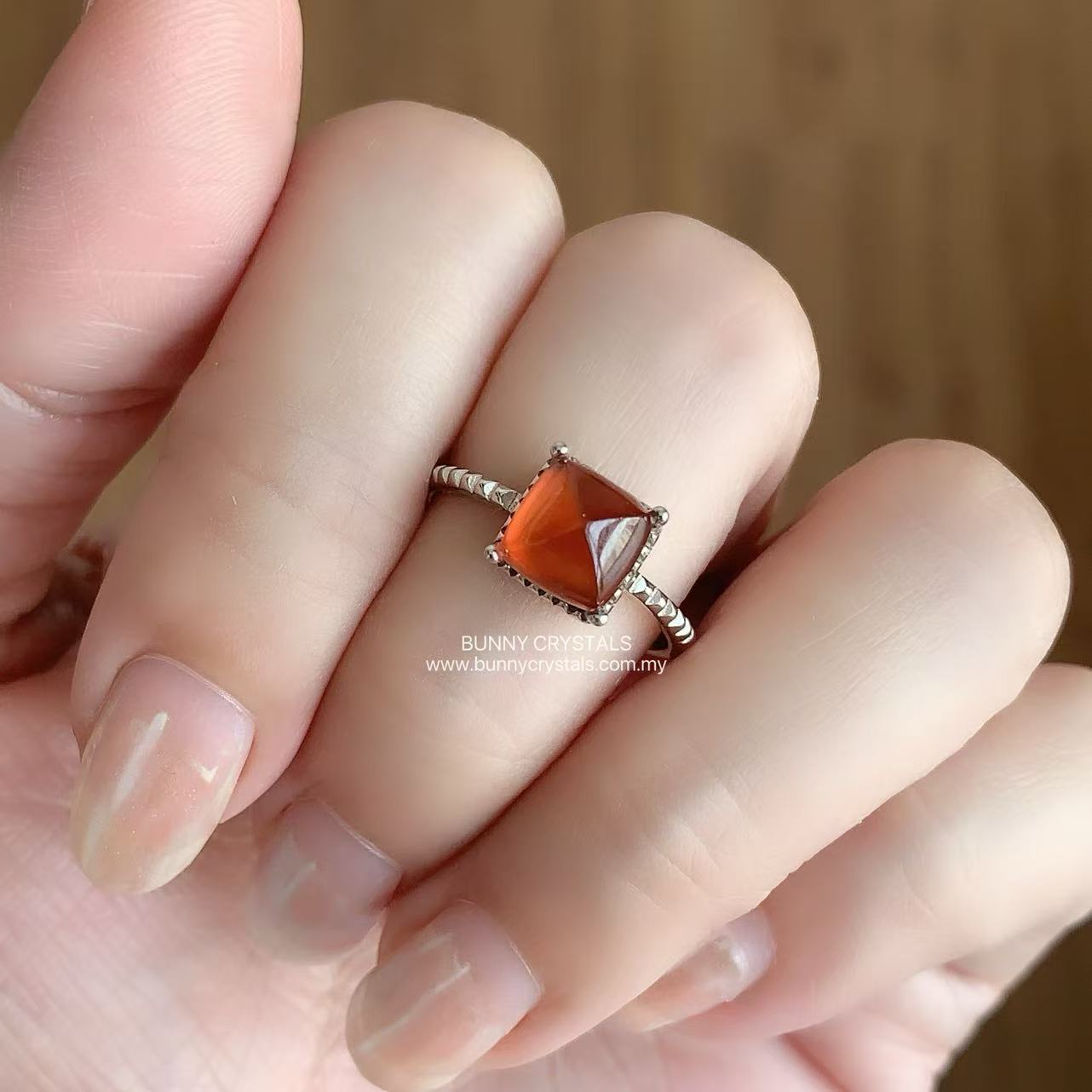 Natural Vintage Ember Hessonite Sterling Silver Ring - Image 3