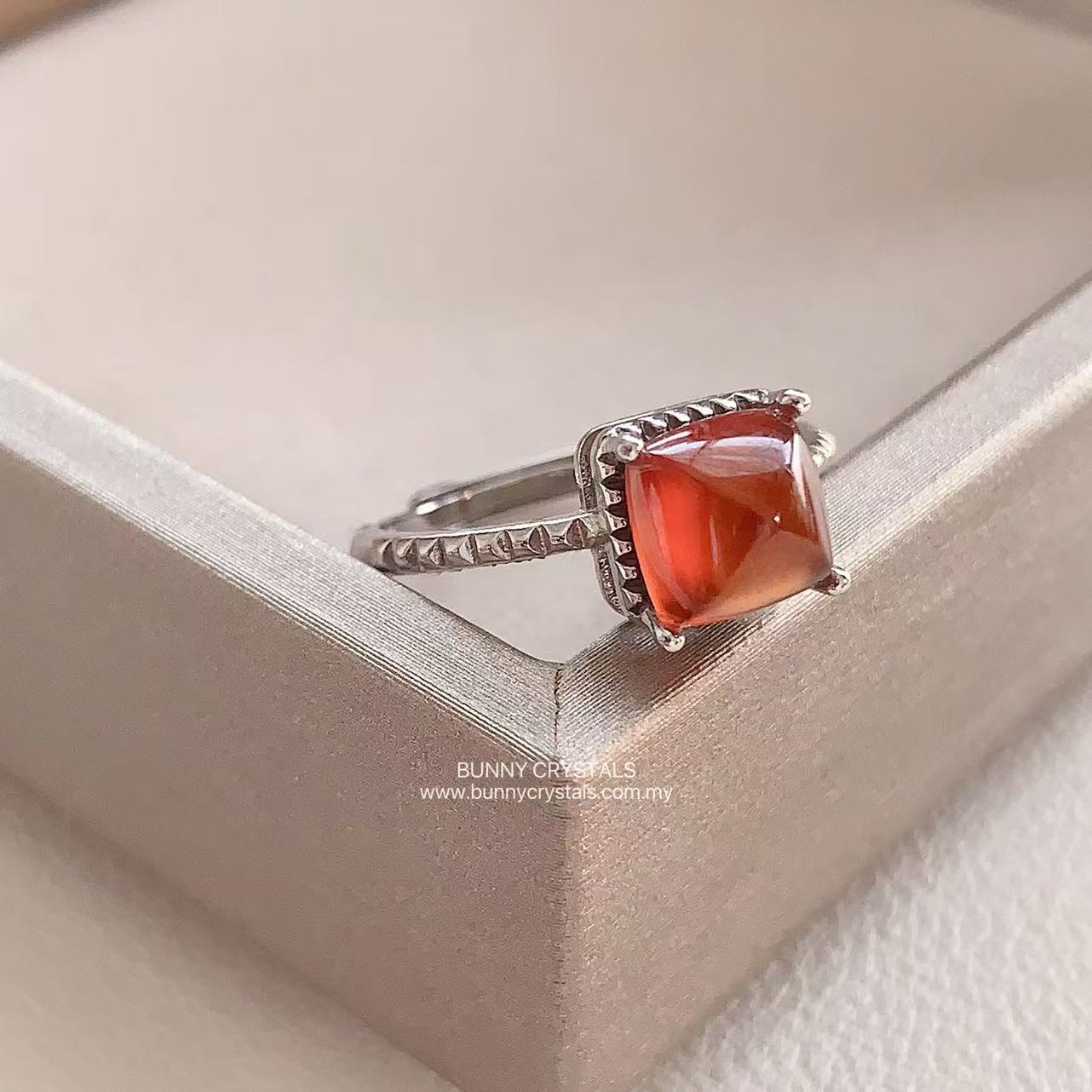 Natural Vintage Ember Hessonite Sterling Silver Ring - Image 4