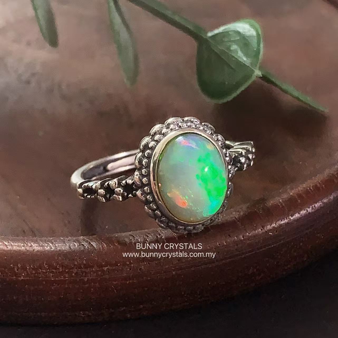 Natural Moonlit White Opal Sterling Silver Ring - Image 2