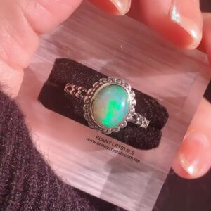 Natural Moonlit White Opal Sterling Silver Ring