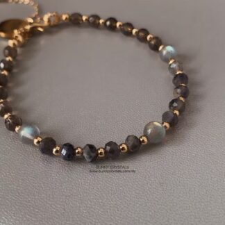 Trio Natural Iolite, Moonstone & Smoky Quartz Harmony Bracelet