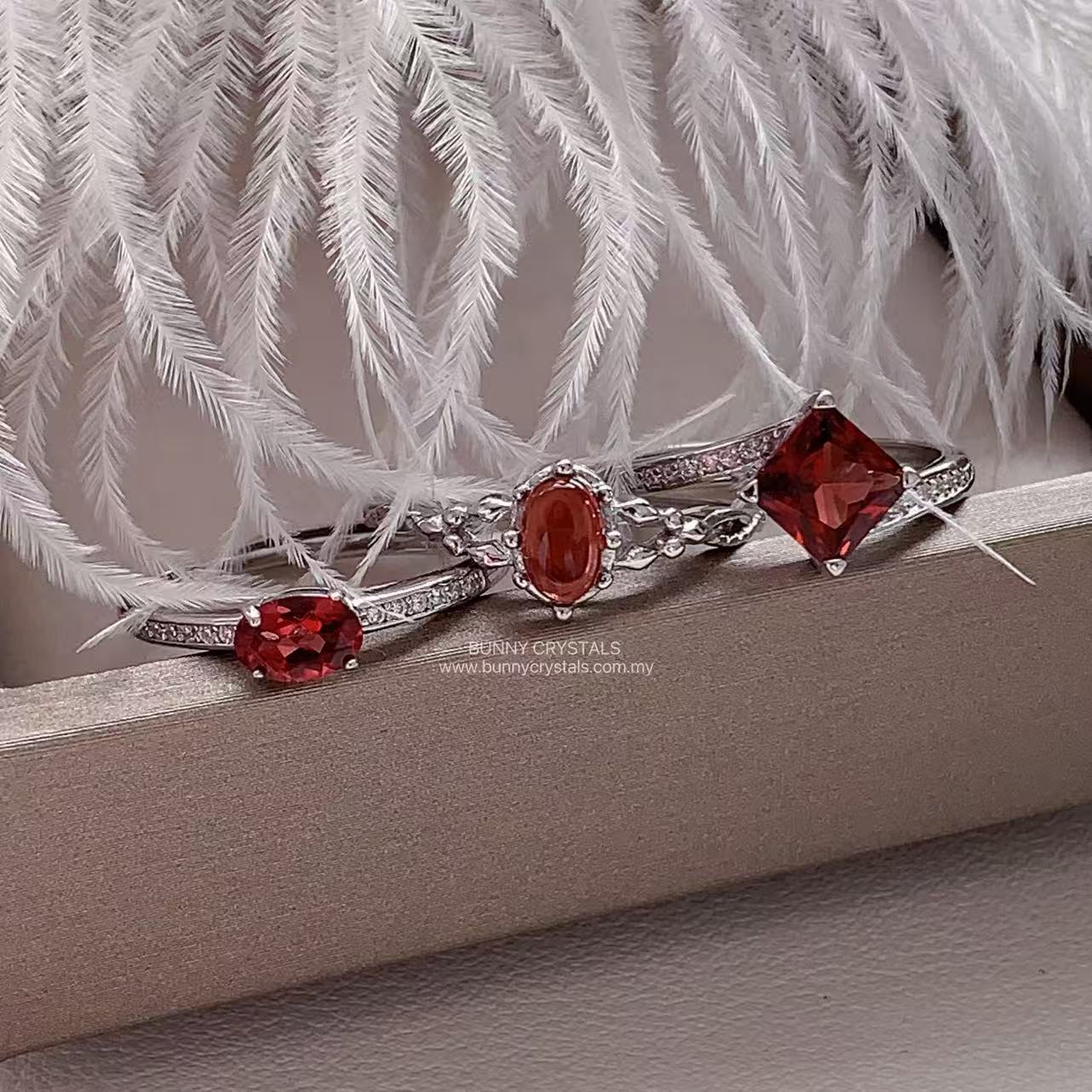 Natural Garnet S925 Sterling Silver Adjustable Ring - Image 2