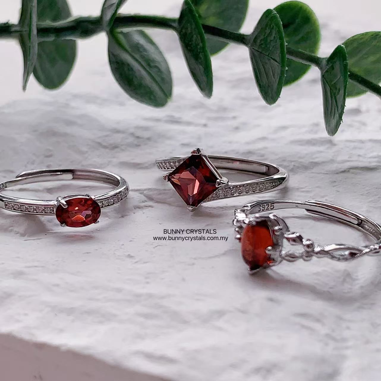 Natural Garnet S925 Sterling Silver Adjustable Ring - Image 3