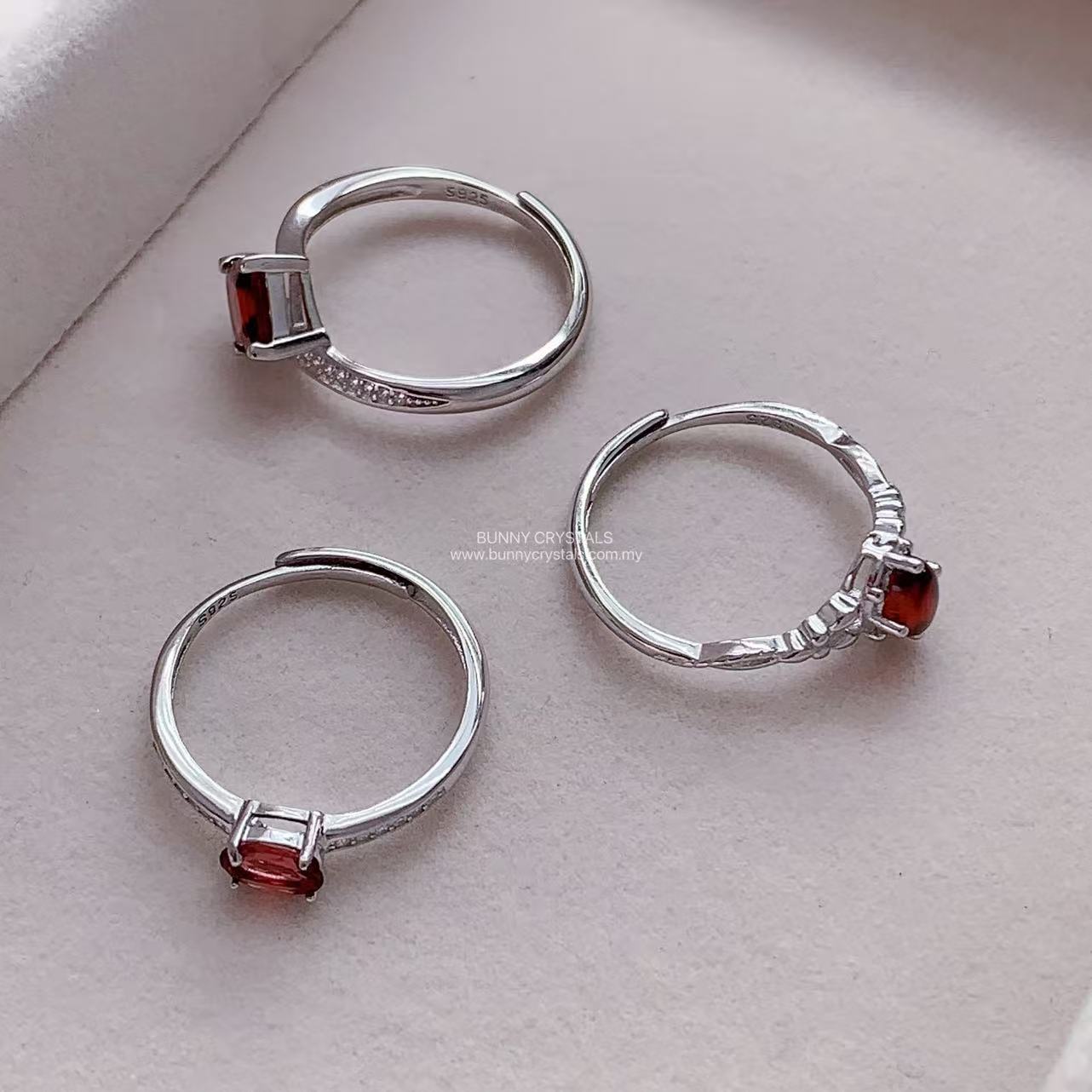Natural Garnet S925 Sterling Silver Adjustable Ring - Image 4