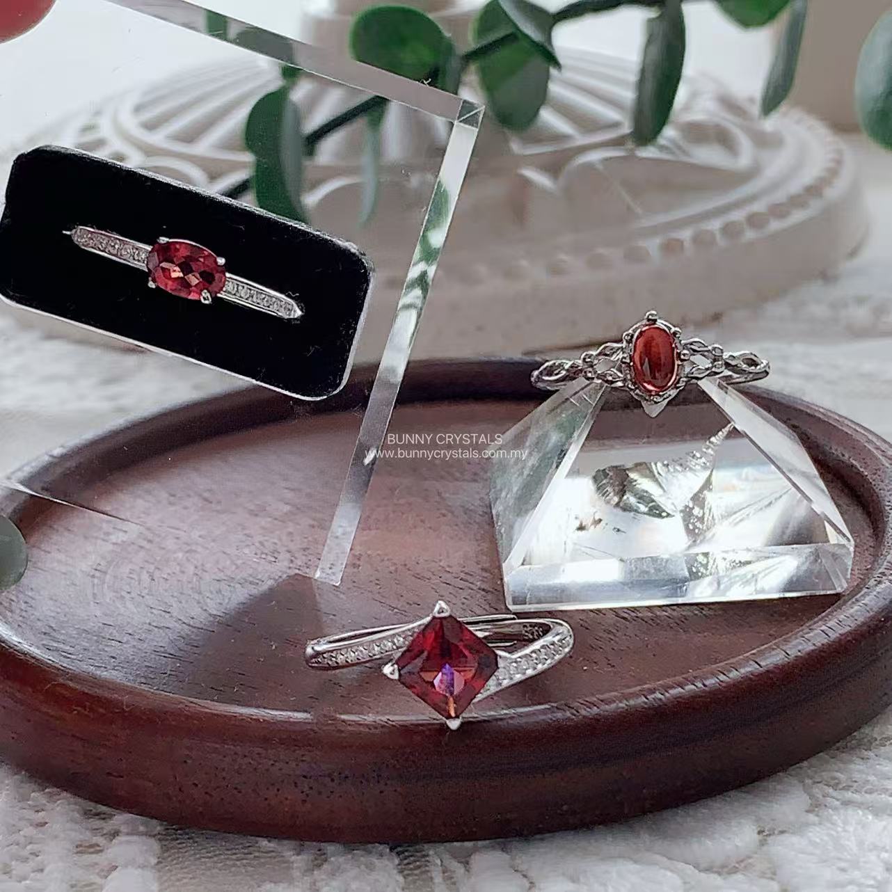 Natural Garnet S925 Sterling Silver Adjustable Ring - Image 5