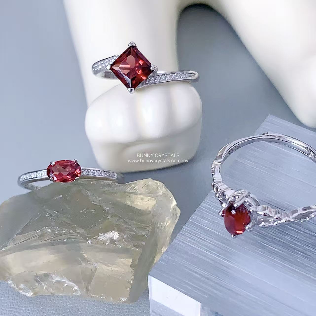 Natural Garnet S925 Sterling Silver Adjustable Ring - Image 7