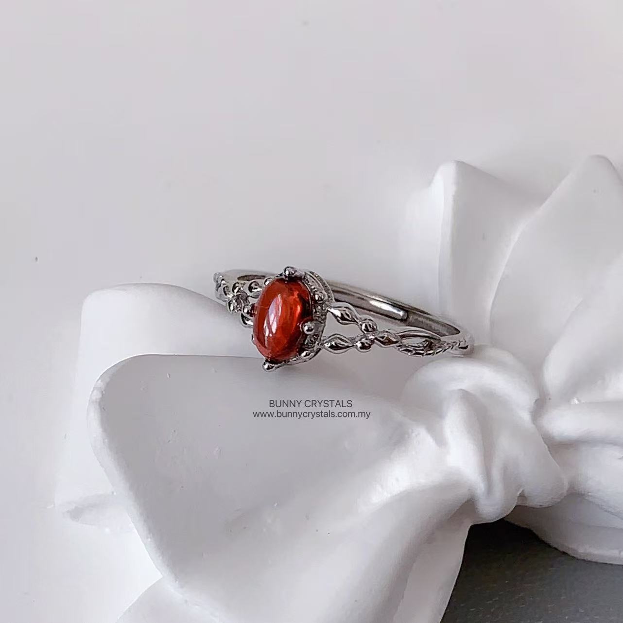 Natural Garnet S925 Sterling Silver Adjustable Ring - Image 9