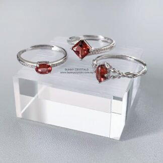 Natural Garnet  S925 Sterling Silver Adjustable Ring