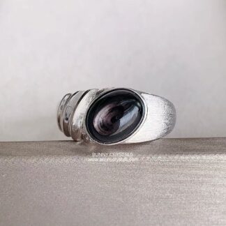 Natural Hypersthene Wealth & Protection Adjustable Sterling Silver Ring