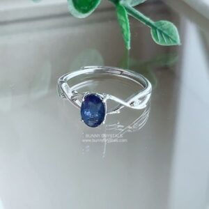 Natural Blue Sapphire Azure Twist Sterling Silver Adjustable Ring
