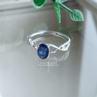 Natural Blue Sapphire Azure Twist Sterling Silver Adjustable Ring