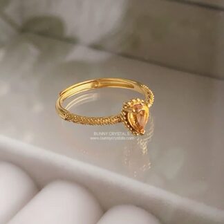 Natural Citrine Honey Teardrop S925 Sterling Silver Adjustable Ring
