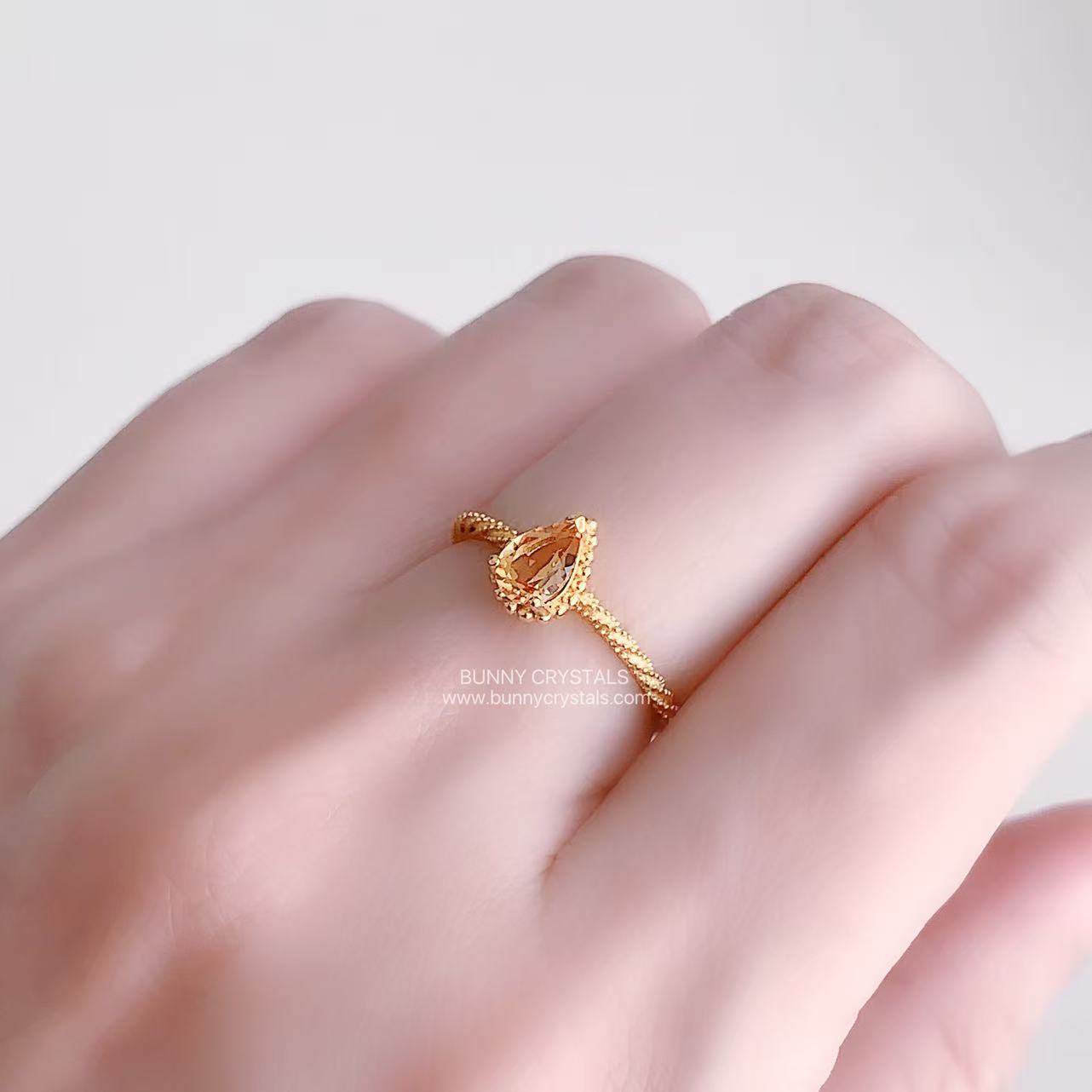 Natural Citrine Honey Teardrop S925 Sterling Silver Adjustable Ring - Image 10