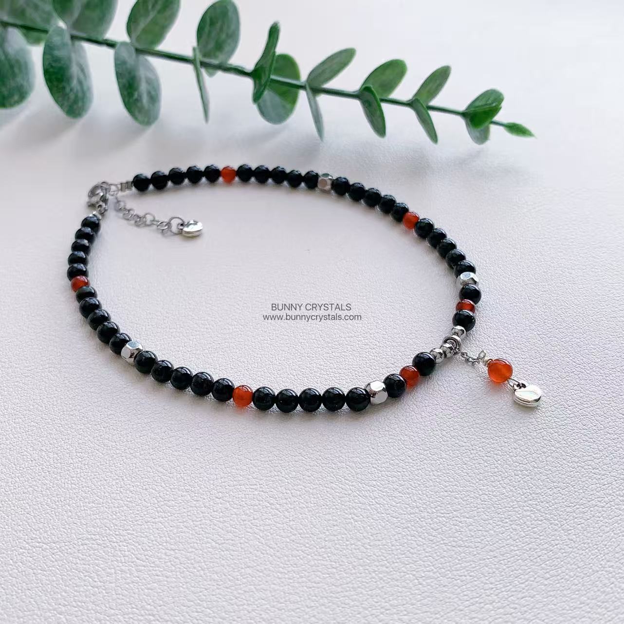 Black Tourmaline & Red Agate Root Chakra Protection Anklet - Image 10