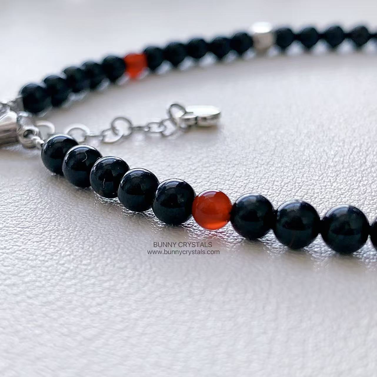 Black Tourmaline & Red Agate Root Chakra Protection Anklet - Image 9