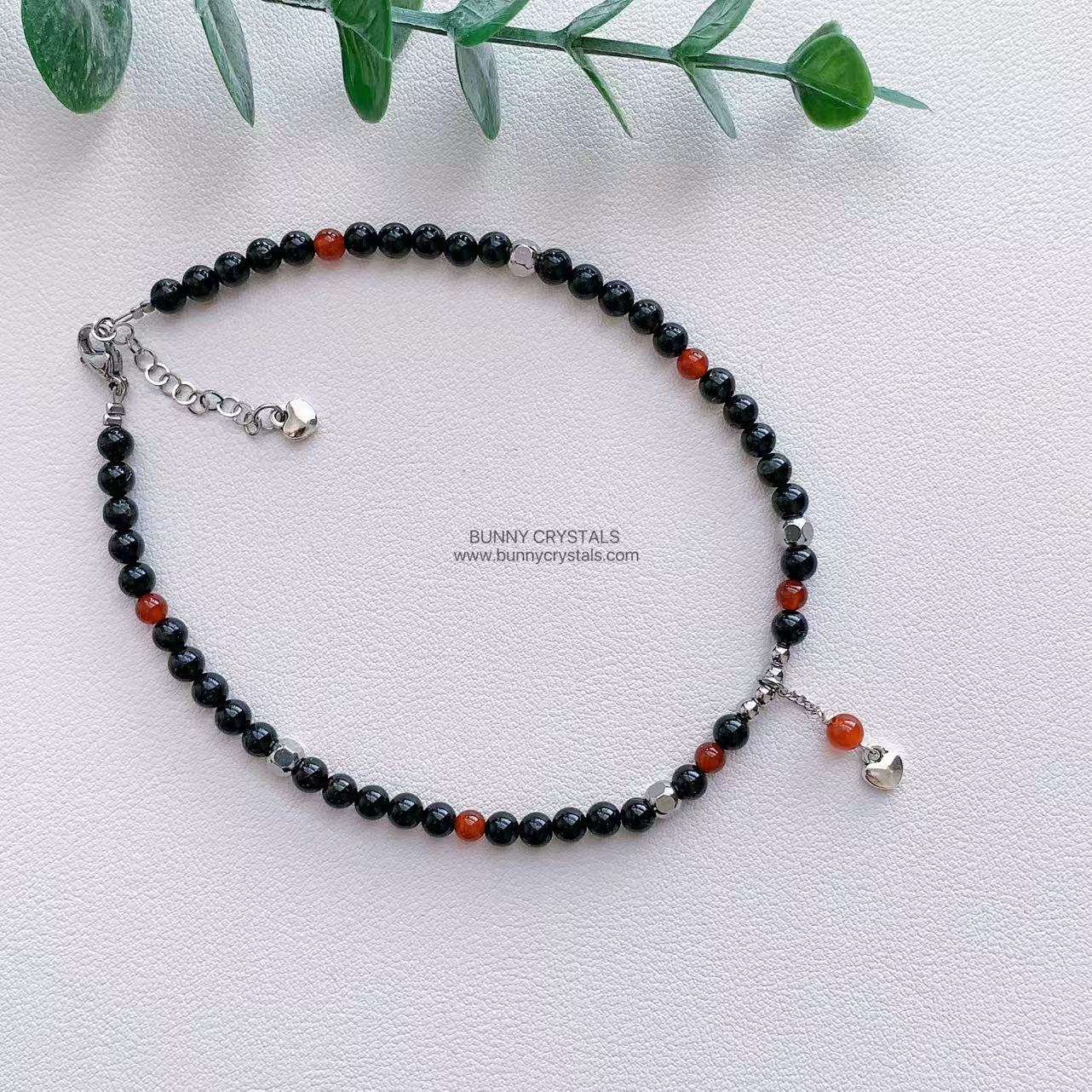 Black Tourmaline & Red Agate Root Chakra Protection Anklet - Image 7