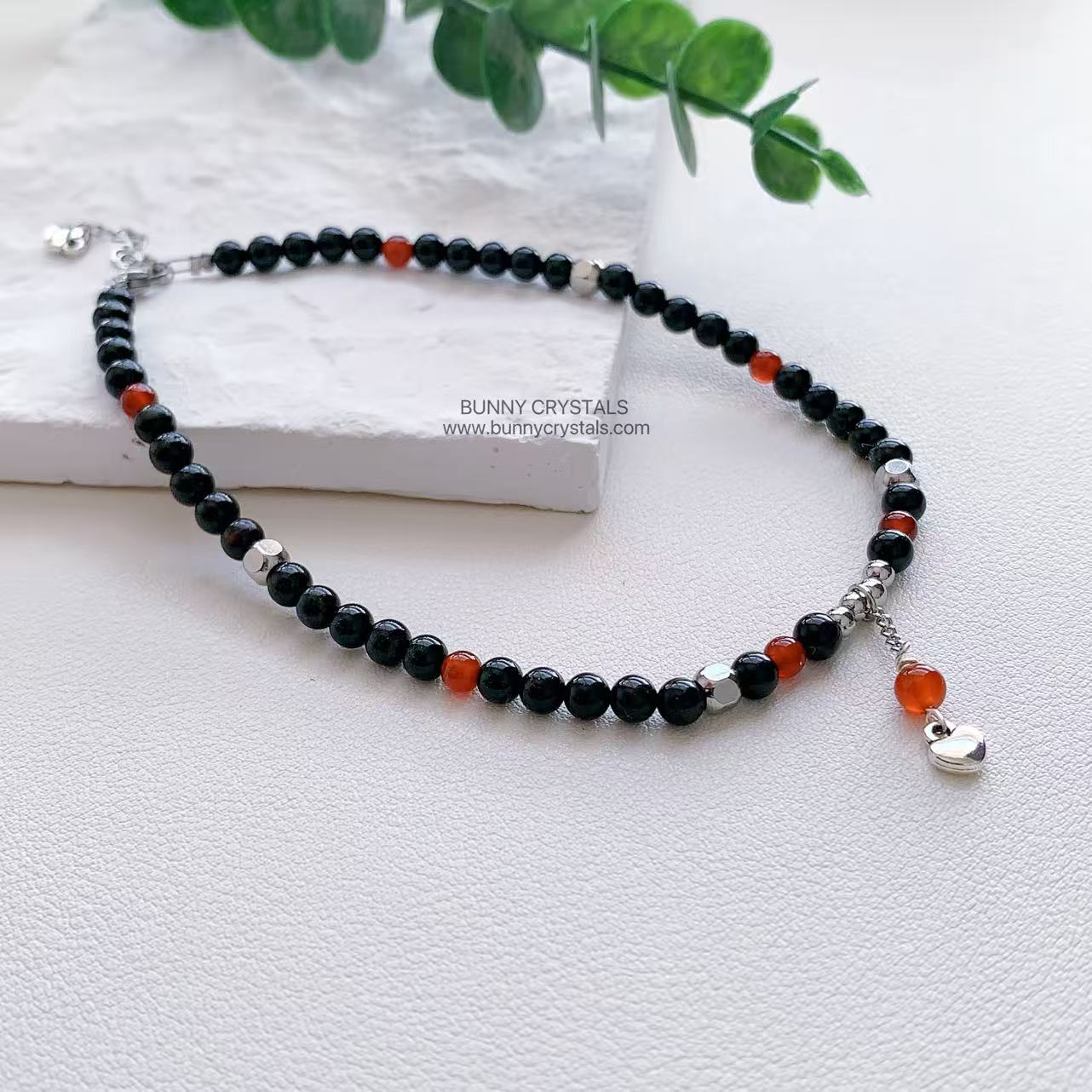 Black Tourmaline & Red Agate Root Chakra Protection Anklet - Image 6