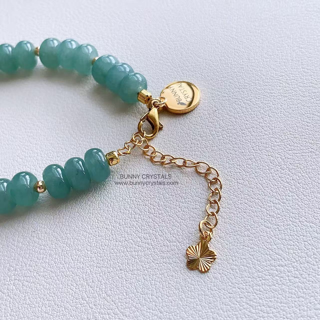 Natural Blue-Green Aventurine Abacus Bead & Pearl Handmade Bracelet - Image 5