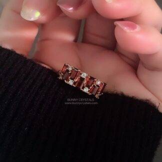 Natural Garnet Eternity Band Rose Gold Adjustable Ring