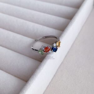 Natural Multi-colored Sapphires S925 Sterling Silver Adjustable Rings