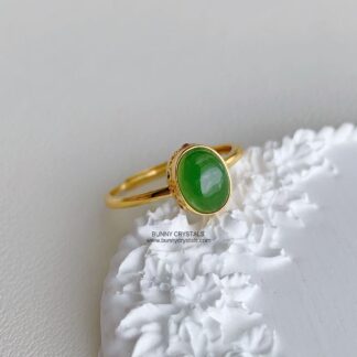 Green Muse Natural Hetian Nephrite Jade S925 Sterling Ring